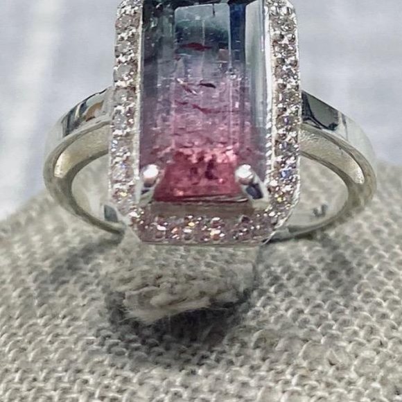 Tourmaline by Moonlight, Size 7, Diamond Halo Engagment Ring - Picture 8 of 8